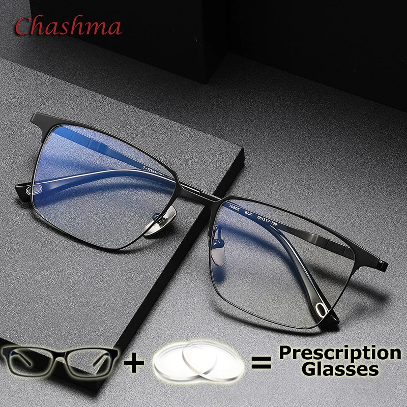 Chashma Prescription Glasses Pure Titanium Top Quality Fashion Ultra Light Eyewear Digital Progressive Lenses Multifocal Glasses