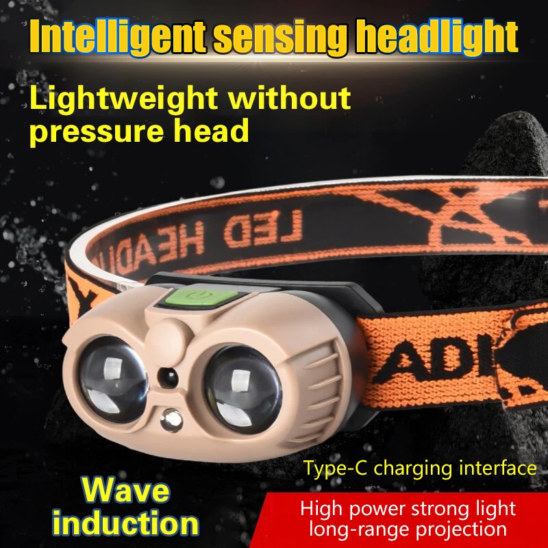 Smart Sensing Usb Charging Sensing Headlight Led Night Fishing Portable Strong Light Night Run Headlight Outdoor Headlight