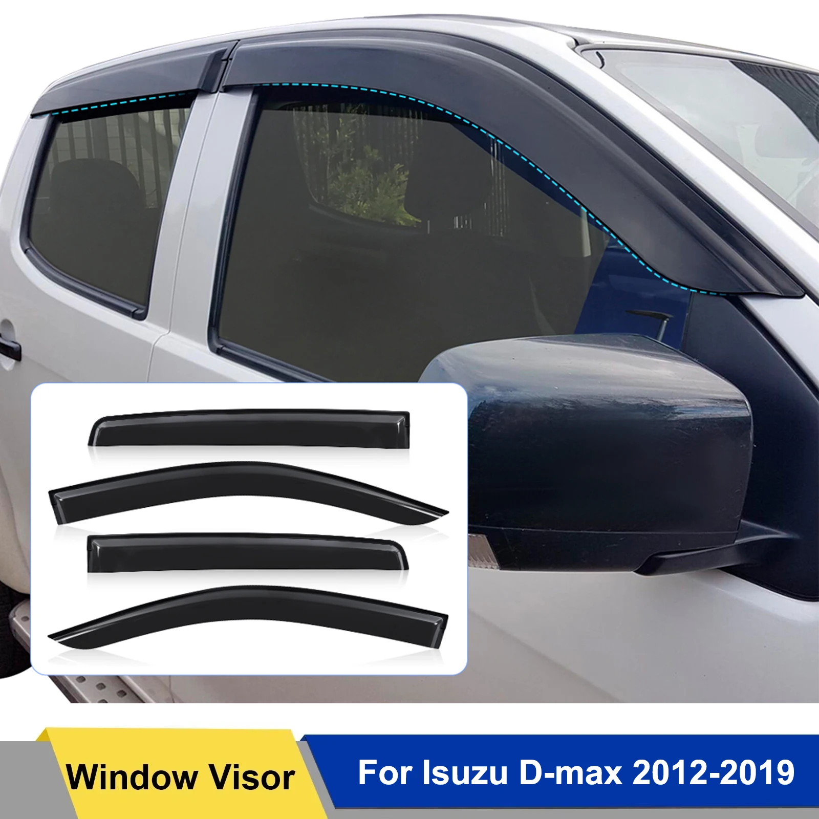 

4PCS Weathershields Wind Visor Sun Rain Guards For Isuzu D-max Dmax 2012-2019 Dual Cab Window Deflector Car Exterior Accessories