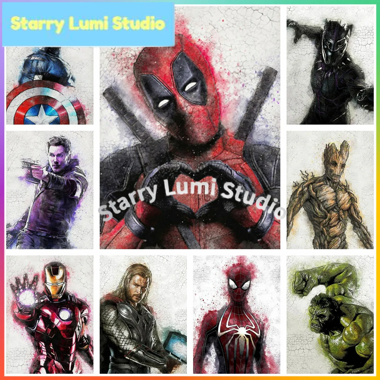 Avengers Marvel Movie Superhero Deadpool Diamond Painting  5D DIY Art Cross Stitch Kit Mosaic Embroidery Home Decor Gift New