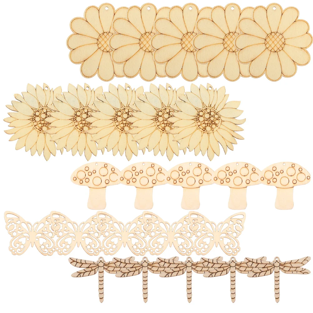 

Chrysanthemum on Blank Wood Chip DIY Painting Materials Graffiti Chips Cutouts Ornament Wooden Pendants Ornaments