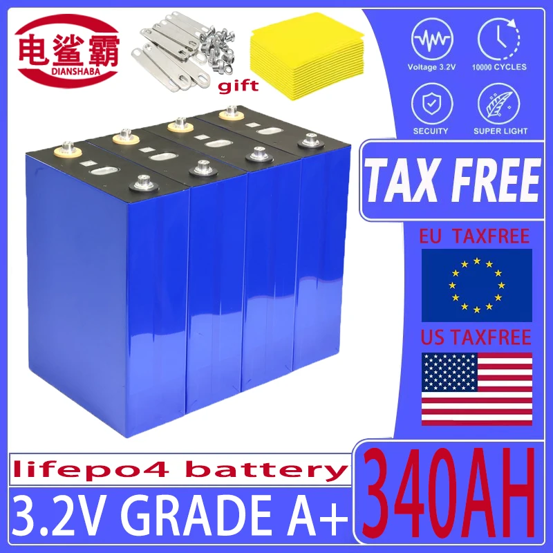 

340AH3.2V10000 cycle LifePo4 rechargeable battery, 12V24V48V, suitable for RV camping, golf cart solar energy system