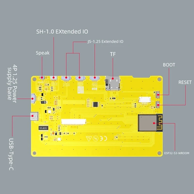 شاشة فلاش ذكية ، MCU ، WiFi ، وحدة بلوتوث ، 7 "، 800X480 ، TN ، RGB ، LCD ، TFT ، HMI ، 8M ، PSRAM ، 16M ، بدون لمس