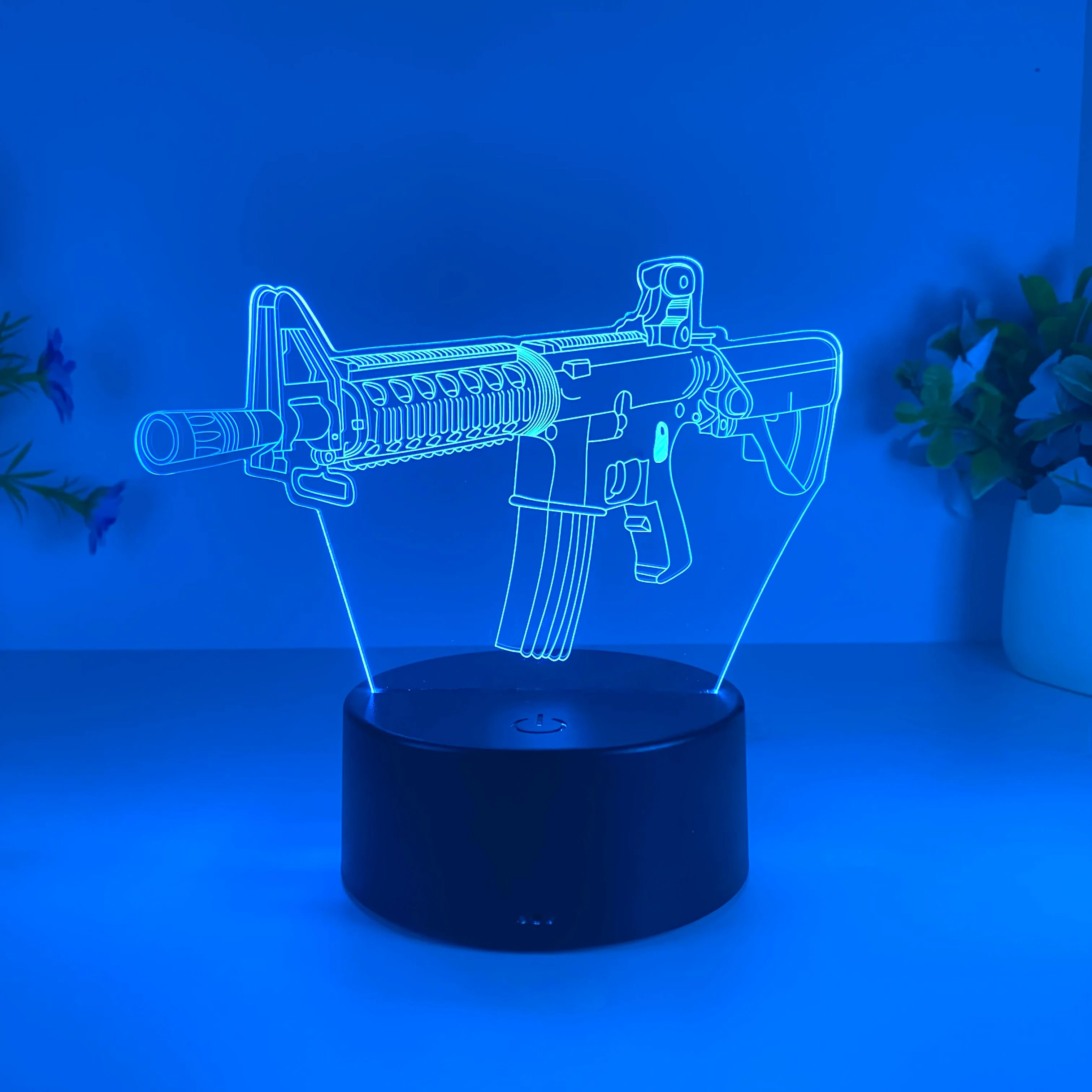 1pc submachine gun modeling night light, USB atmosphere table light, holiday gift table light for friends.