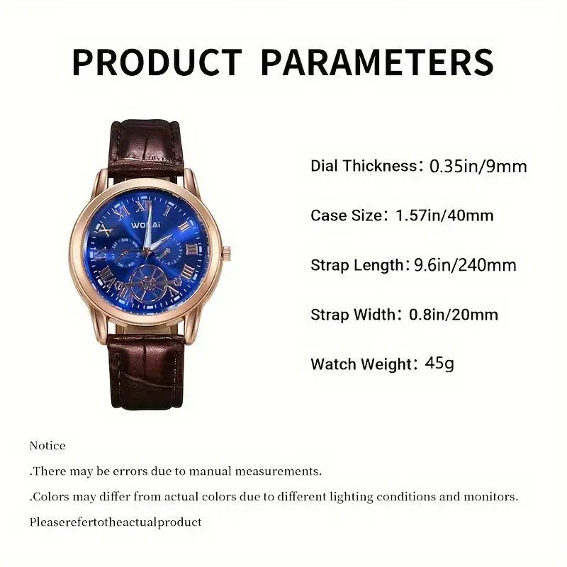 2024 new Wokai men\'s quartz watch manufacturers new foreign trade live business three-eye men\'s watches in stock