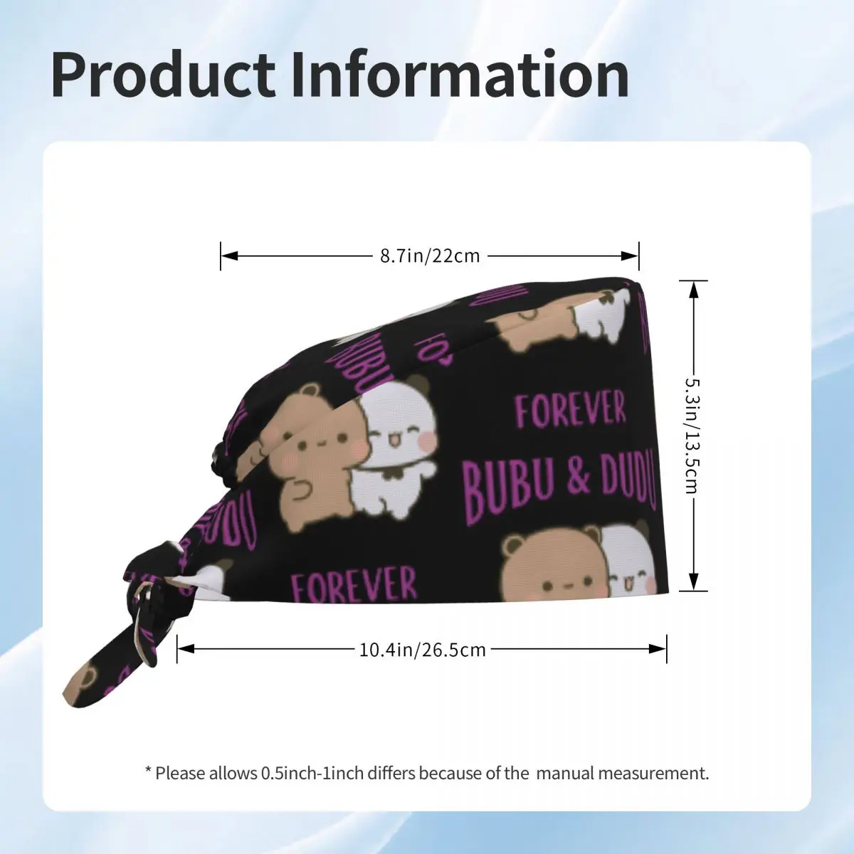 Boné esfoliante de trabalho Dudu Bubu Chapéus de enfermagem unissex feminino Y2K moda boné médico ajustável com amarração nas costas boné de trabalho