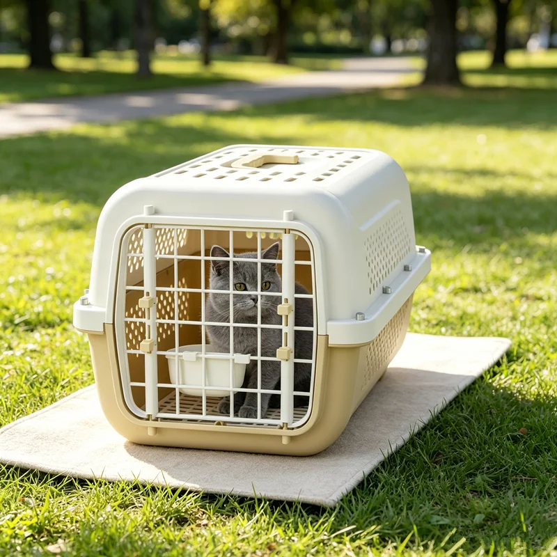 Pet Airline Approved Carrier, Portable Hard‑Sided Travel Kennel for Cats Dogs, Hand‑Hold & Car Transport Pet Crate, Outdoor Goin
