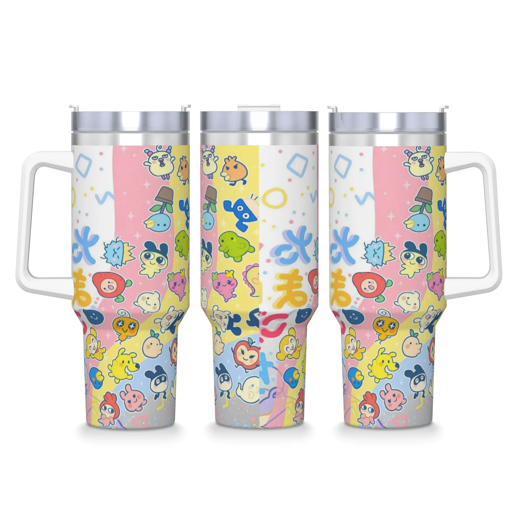 Stainless Steel Tumbler Cute Tamagotchi Anime Print Mugs Cup With Straws  Travelist Cold Drink Water Bottle 40oz Thermal Mug