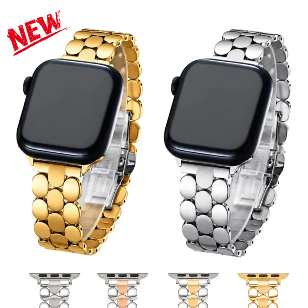 Luxury Metal Band for Apple Watch Ultra 49mm 45 44 42 41 40 38 Stainless Steel Strap for Iwatch Series 12 11 10 46/42mm 8 7 6 SE