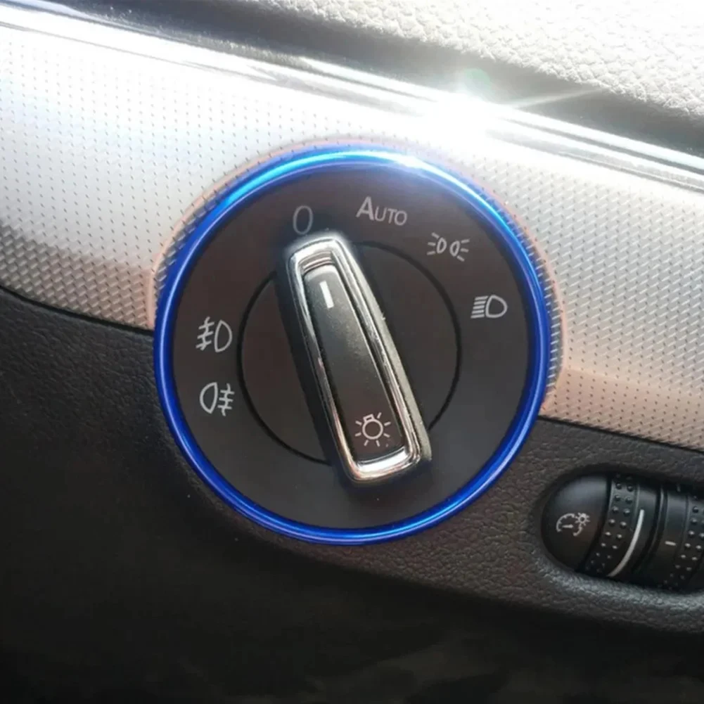 Red Aluminum Car Interior Headlight Switch Trim Ring For Golf MK4 For Passat B5 FOR Golf Jett MK5 MK6 FOR Passat B6 B7 CC