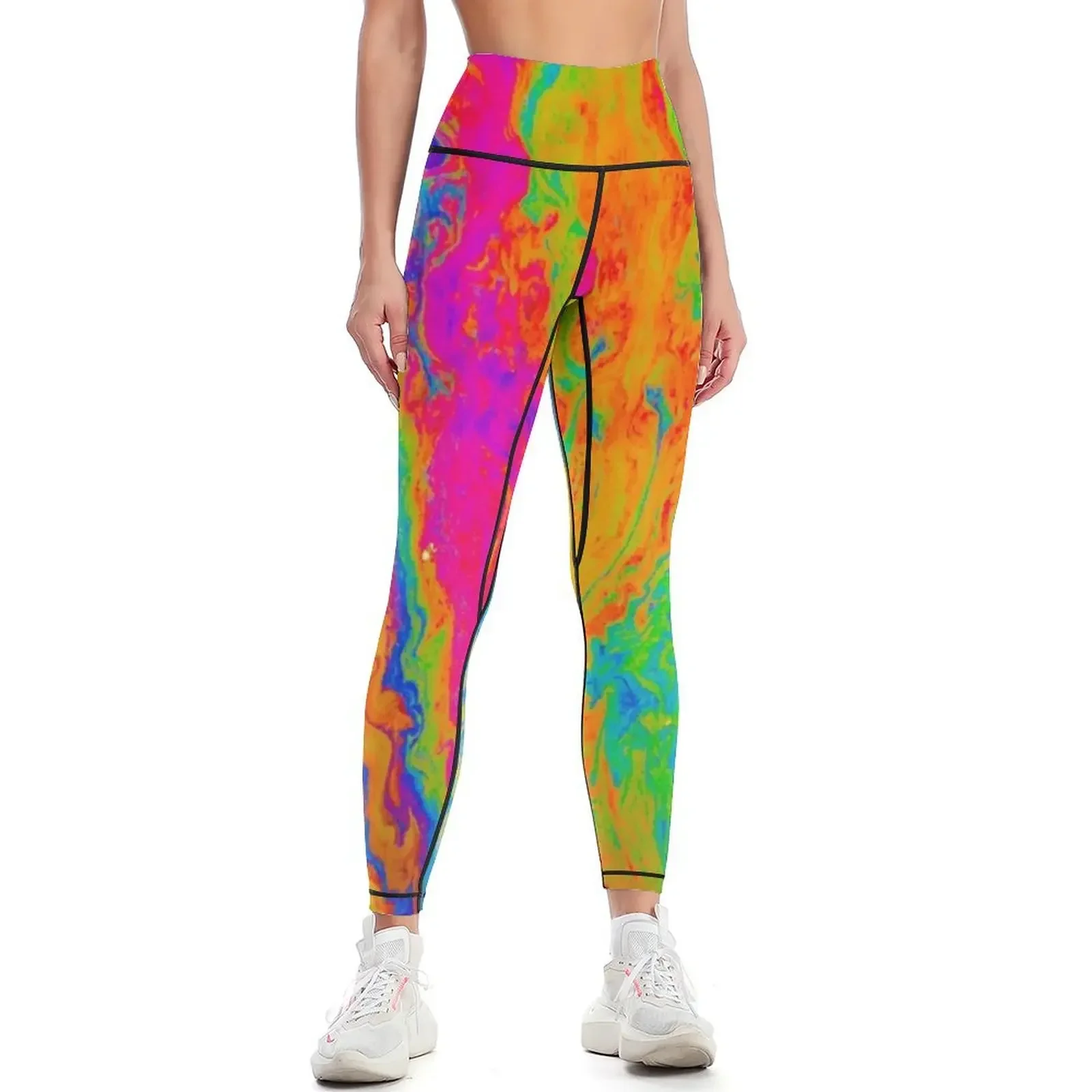 

Tie-dye Oil Slick on Water Leggings sports woman gym gym's sportswear gym sportswear woman sport set Womens Leggings