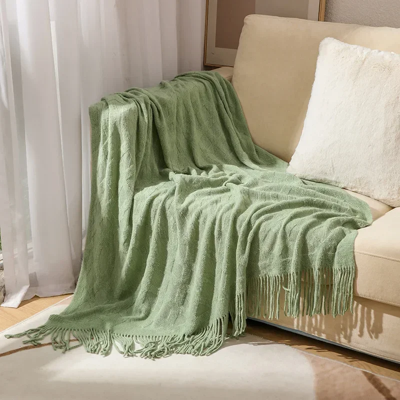 Nordic Throw Blanket Leisure Hotel Decor Bed End Towel Comfortable Bedspread Soft Blanket Sofa Cover Women Tassel Shawl