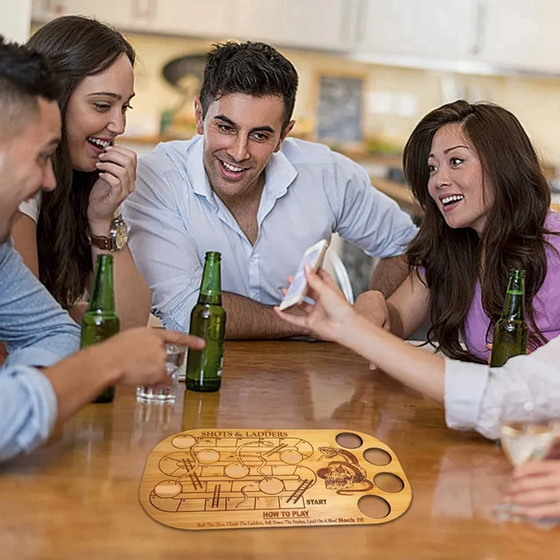 Shots & Ladders Drinking Game, Snakes And Ladders Board Game Wooden Pallet Shots And Ladders Drinking Game Durable Easy To Use