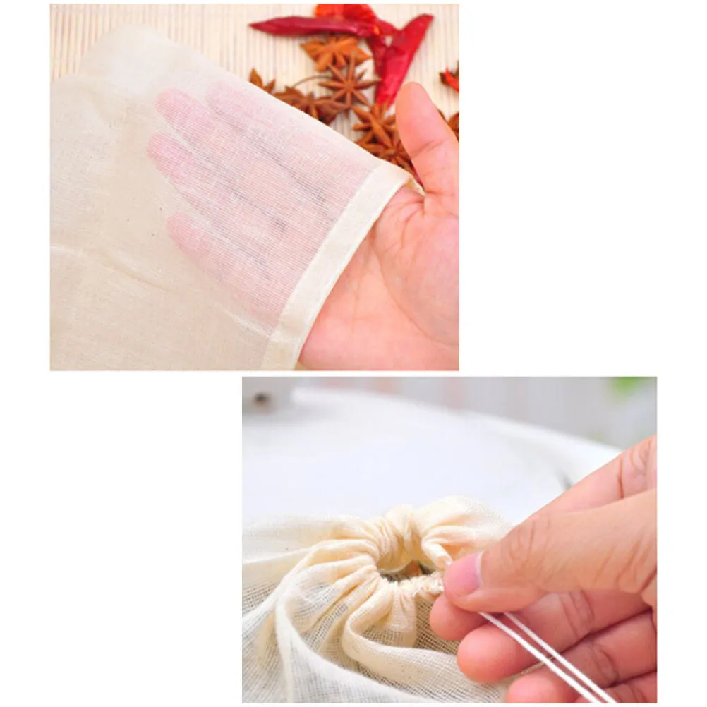 Drawstring Chinese Medicine Bag Cotton Reusable Eco Friendly Medicine Filter Bag for Herbal Tea Soup Brewing Filtration