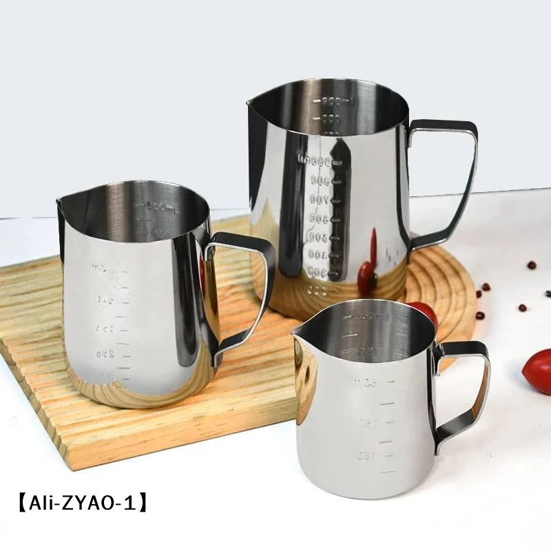 【O】Stainless Steel Milk Frothing Pitcher With Internal Scale And Ergonomic Handle Perfect For Home Coffee Latte Art Making