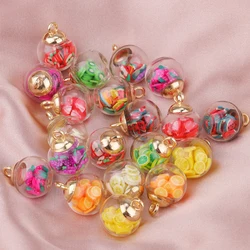 20pcs 22*16 Creative colorful fruit pieces round ball glass pendant DIY mobile phone keychain earring necklace Decorative pendan