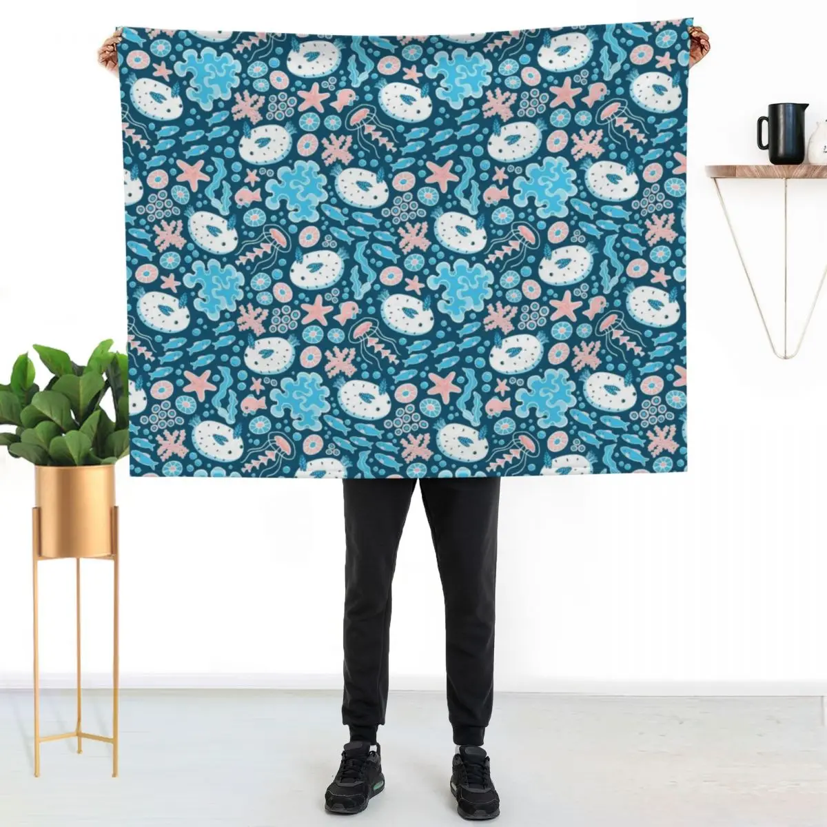 Sea Bunnies Throw Blanket Color Fast Cozy Throw Blanket