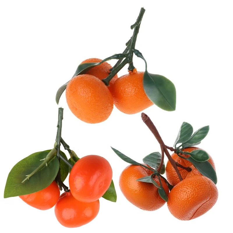Naranja Artificial con ramas y hojas verdes, simulación fruta falsa, adorno, venta directa