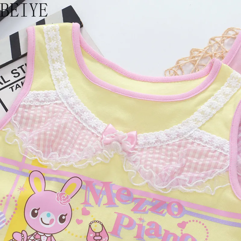 Summer Casual Girls' Vest Summer New Arrival Sleeless Lace Cotton Tops Suspender Thin Silm Fashion Tanks Top for Children