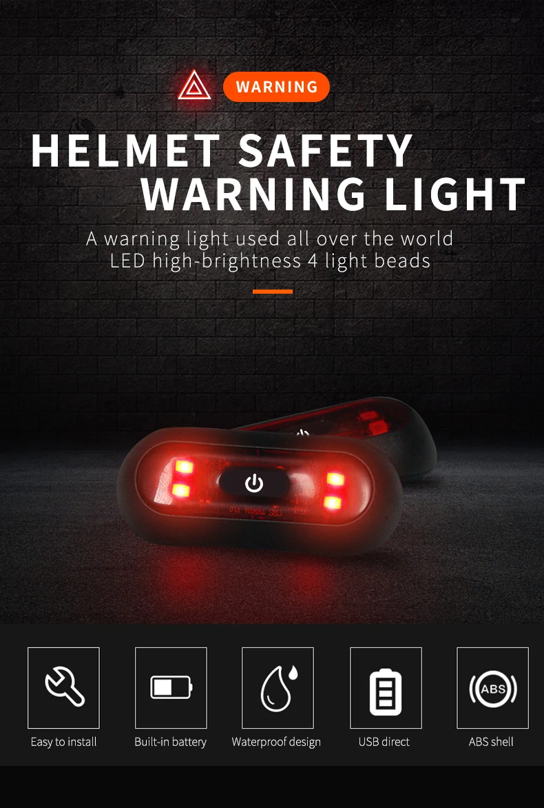 Feu Arrière LED Rechargeable Pour Casque Vélo Moto – Signal Sécurité Universel – Neuf