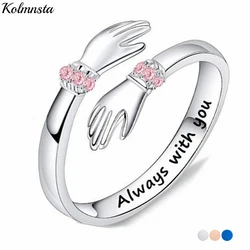 Kolmnsta Love Hug Rings Adjustable Opening Rings For Men And Women Always With You Forever Resizable Couple Ring Fashion Jewelry
