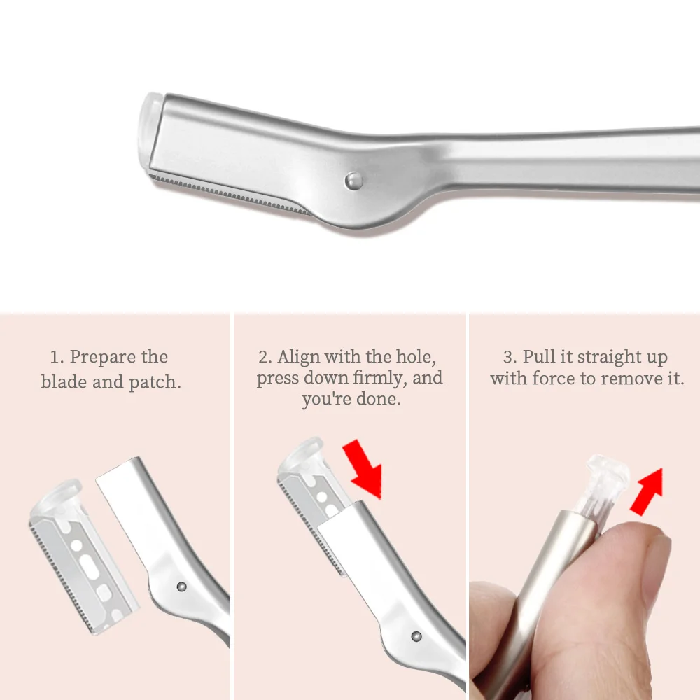 13-teiliges Präzisions-Metall-Augenbrauenrasierer-Set, 1 wiederverwendbarer Metall-Rasiererhalter + 10 Ersatzklingen mit Aufbewahrungsbox, tragbares Gesichts- und Augenbrauen-Pflegewerkzeug, zum Formen der Augenbrauen – Detail 6