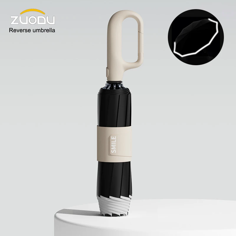 

Zuodu fully automatic buckle upgraded sun protection and UV protection double keel reverse umbrella for sunny and rainy days