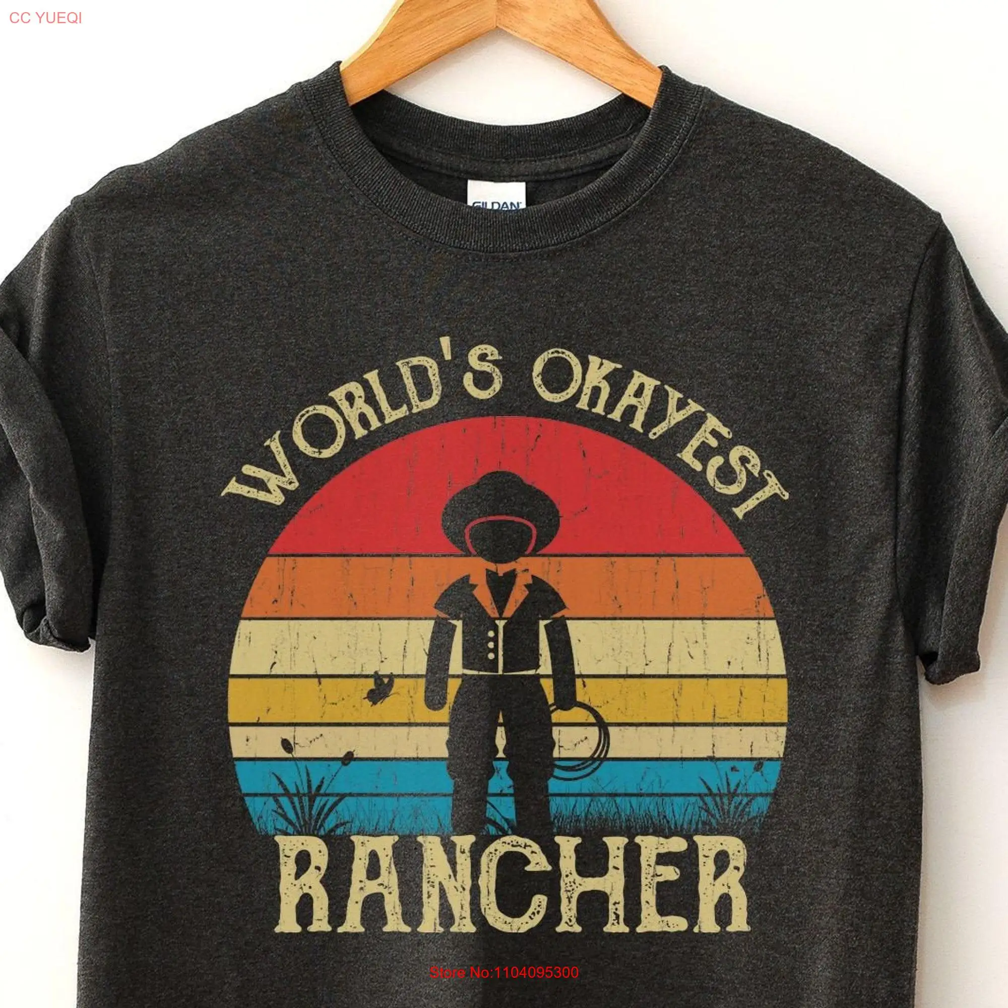 World's okayest rancher shirt hoodie sweaT T tank top gift vintage farmer agriculture father's day tee