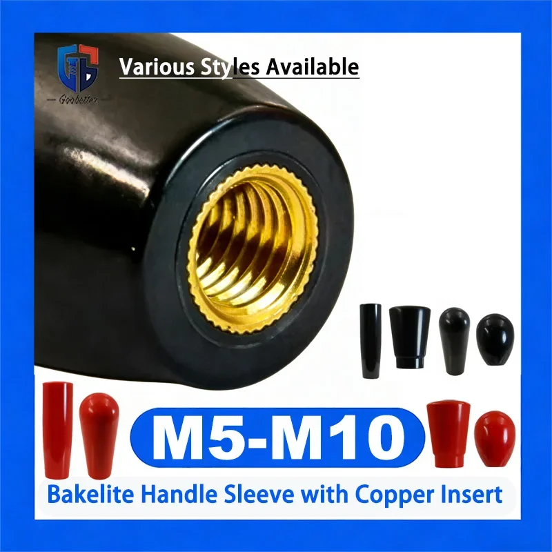 

M5 M6 M8 M10 M12 Taper Bakelite Handle Sleeve Oval Cone Shape Operating Lever Fixed Grip Black Red Copper Female Thread Handle