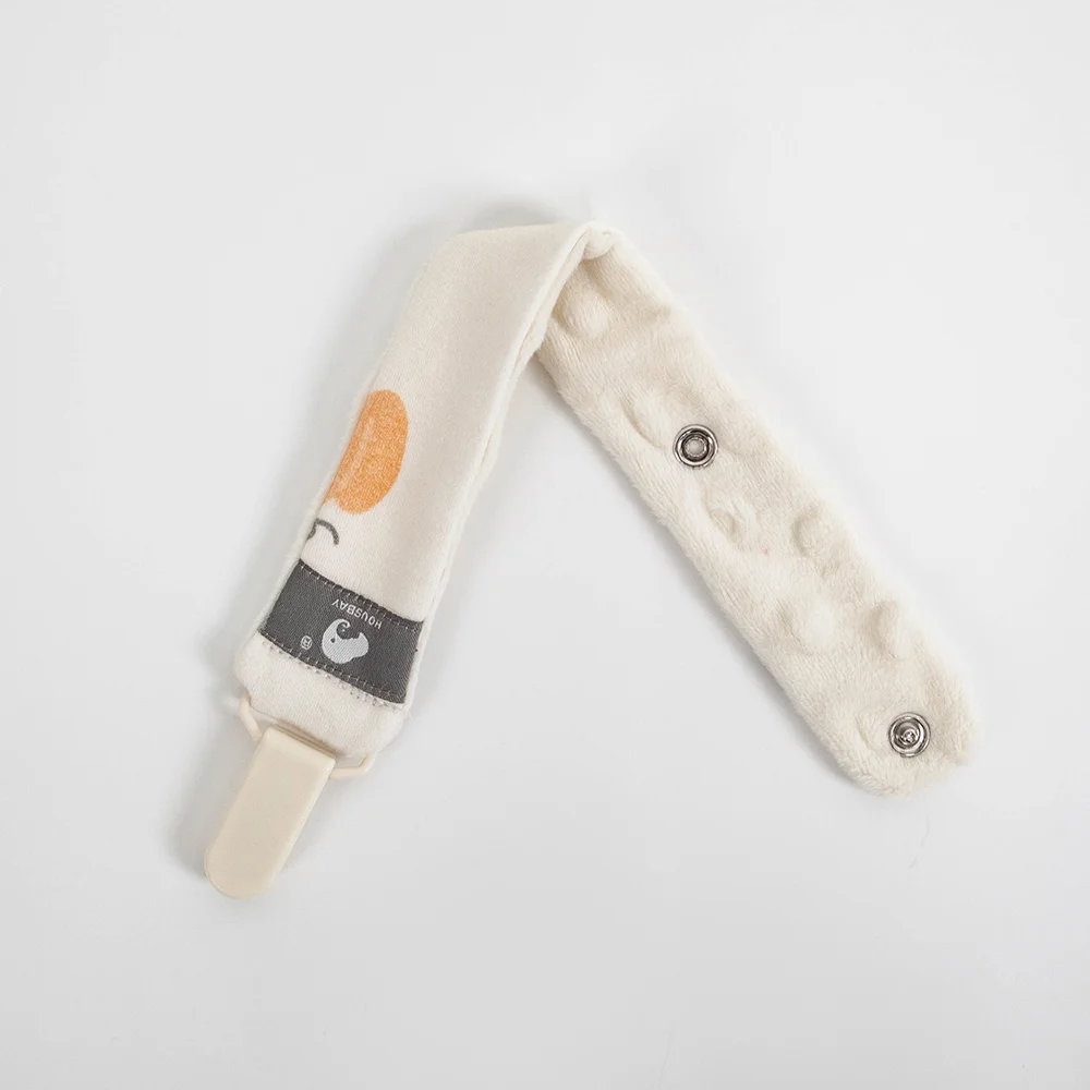 Baby Pacifier Clip 1Pc Beige Veggie Pattern Soft Cotton Material For Securing Pacifiers Or Toys Specially Designed For Babies