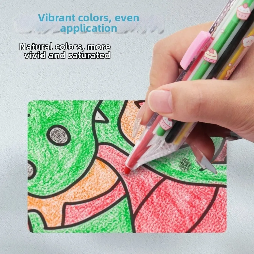 Writing Supplies 8in1 Multicolor Crayons 8-Color Push Style Graffiti Tool Cartoon Creative Oil Pastel Children