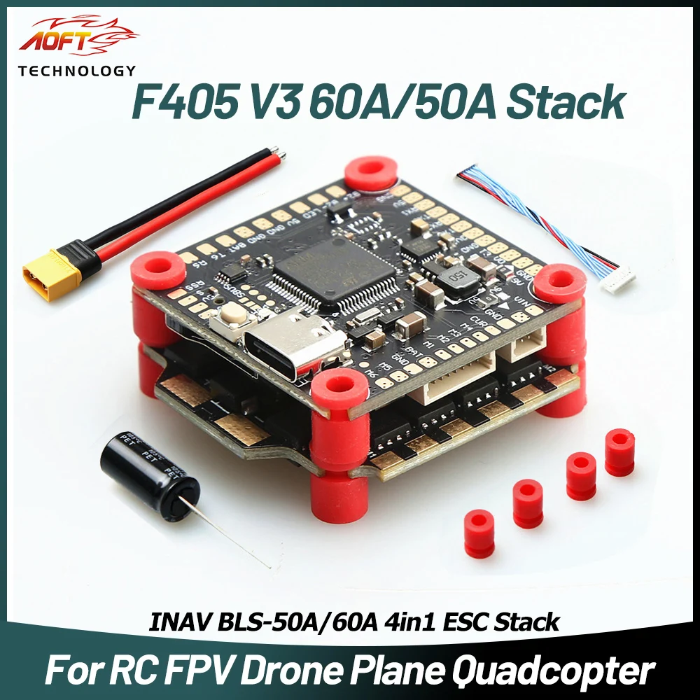 

Upgraded F405 V3 50A/60 Flight Contro FC Support BetaFlight/INAV BLS-50A/60A 4in1 ESC Stack for 7-10 inches RC FPV Drone Plane