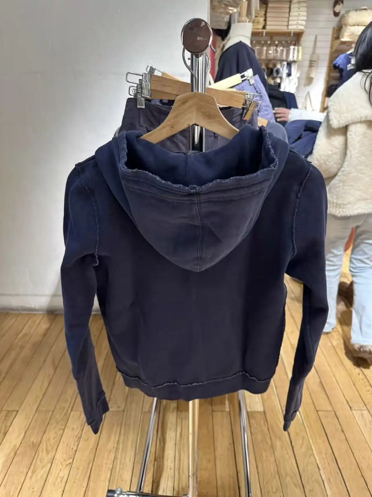 Vintage ourlet brut poche marine sweats hauts femmes nouveau coton décontracté cordon pull zippé manteau Preppy Style recadrée à capuche