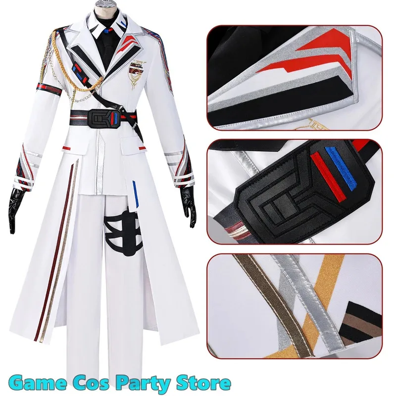 Anime Game Love and Deepspace Cosplay Costumes Caleb Black White Jacket Shirt Pants Hat Gloves Accessories Halloween Wig n.k.