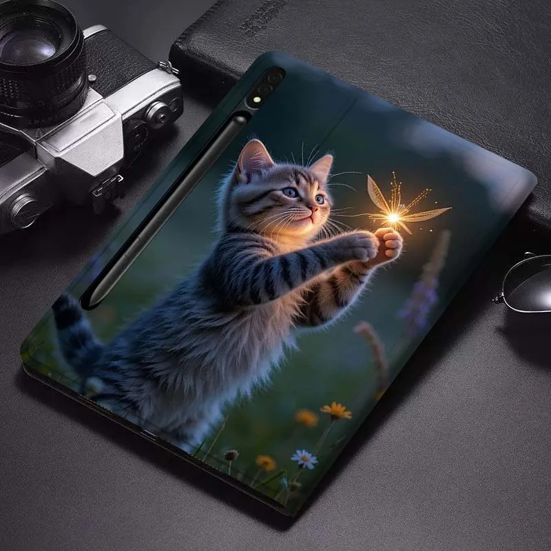 

Sunset Fox Cat Art Gift For Samsung Galaxy Tab S6 S7 S8 S9 S10 FE Plus Lite Soft Flexible Support Tablet Case