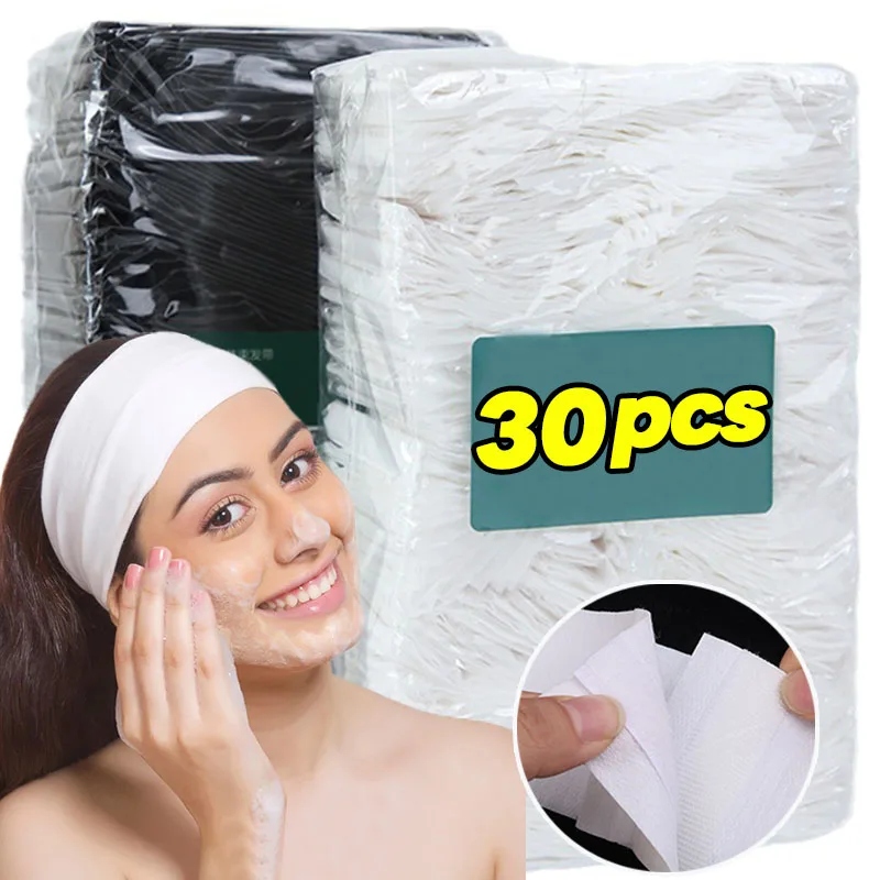 5-30Pcs White Headband Non Woven Fabric Elastic and Stretchable Facial Wash/Yoga/Makeup Adjustable Hairbands Hairs Accessories