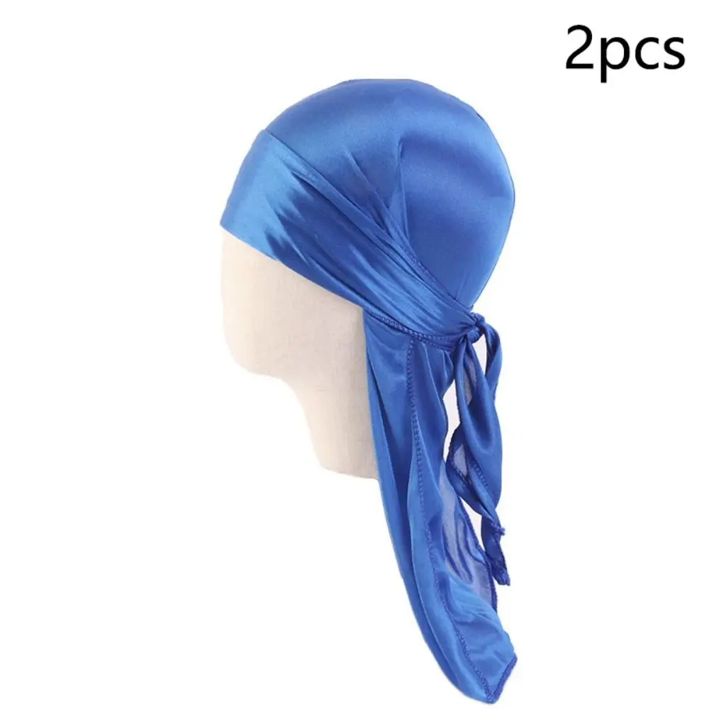 

2 шт. бандана из искусственного шелка пиратская шляпа пиратский длинный хвост эластичная повязка на голову Durag предварительно завязанный детский тюрбан хиджаб детский