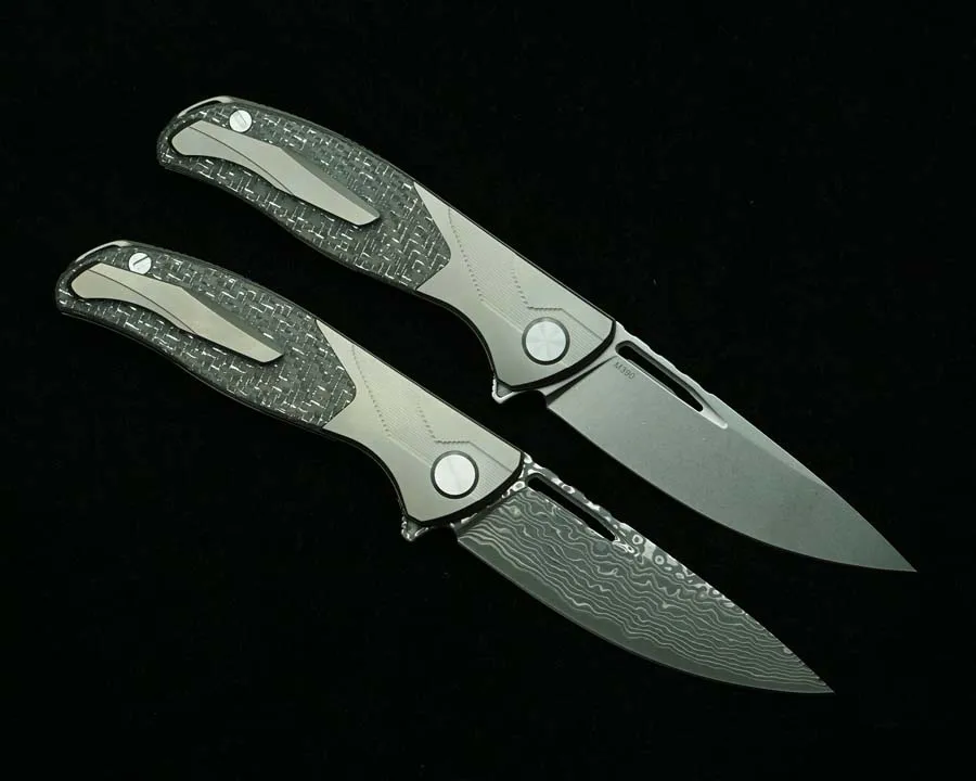 LEMIFSHE F3 CD دمشق الصلب/M390 شفرة التيتانيوم/ألياف الكربون مقبض في الهواء الطلق التخييم المطبخ بقاء EDC أداة سكين للفرد