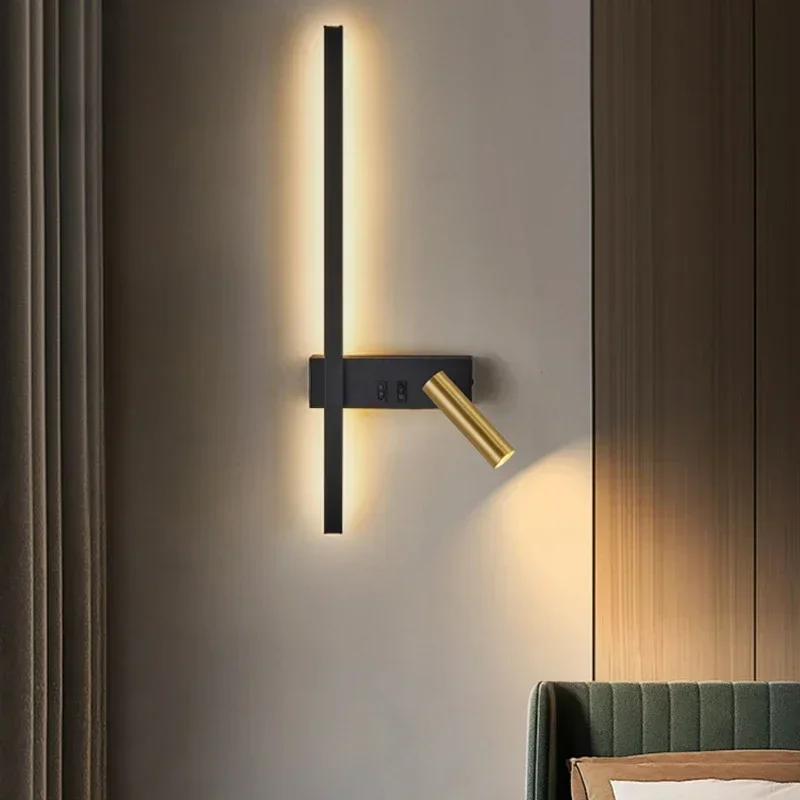 Wall Lamp Home Room Decoration Composite Minimalist Strip LED Lights Modern Living Background Adjustable Angl Art Spot Light