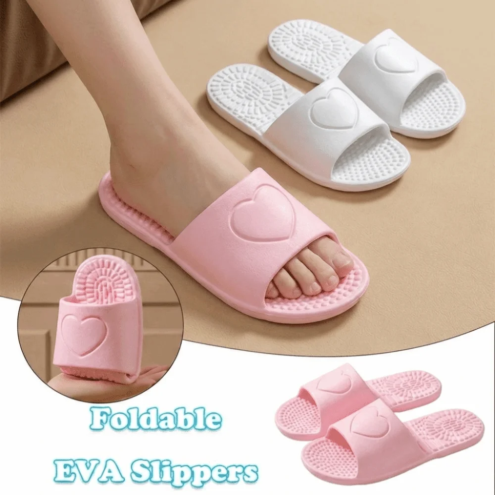 

Soft Women Bathroom Massage Sandals Quick Dry Lightweight Flat Home Slides Non Slip Portable EVA Foldable Slippers