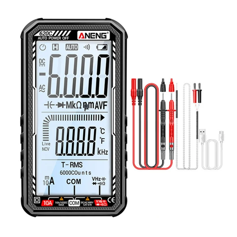 New--ANENG 620C Smart Multimeter Digital Voltmeter AC Current Voltage Tester 6000 Counts Resistance Frequency Capacitor Measurem