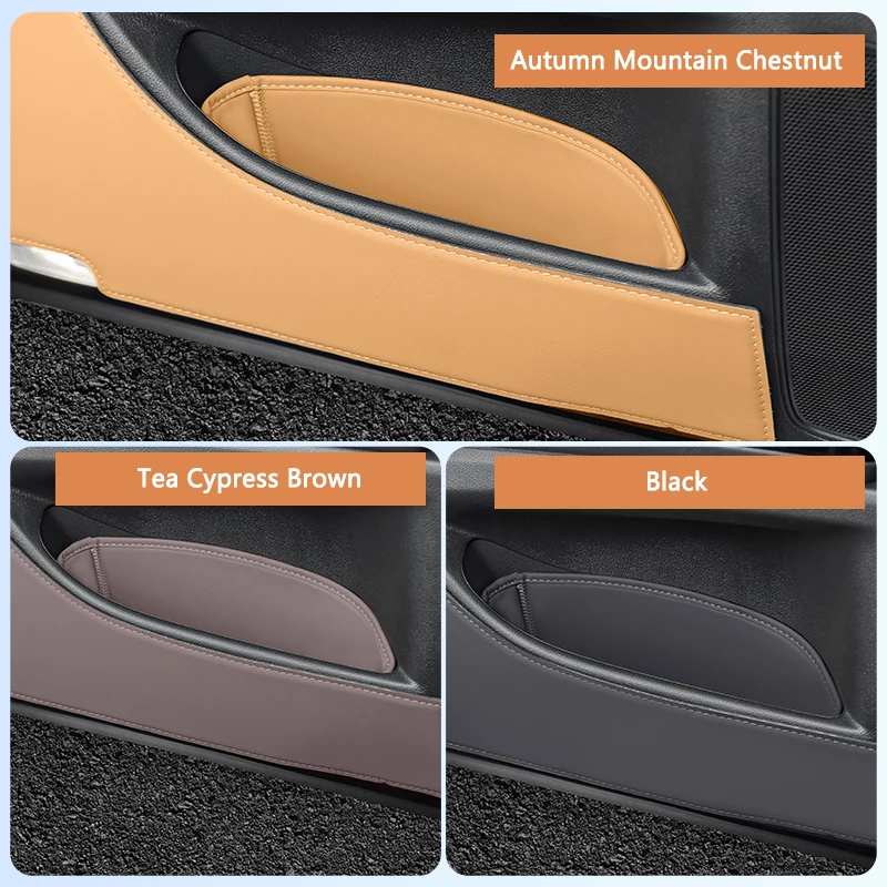 QHCP Car Door Storage Box Protector Pads Cover PU Leather Door Slot Organizer Pockets For 18-24 Lexus ES200 300h 260 Accessories