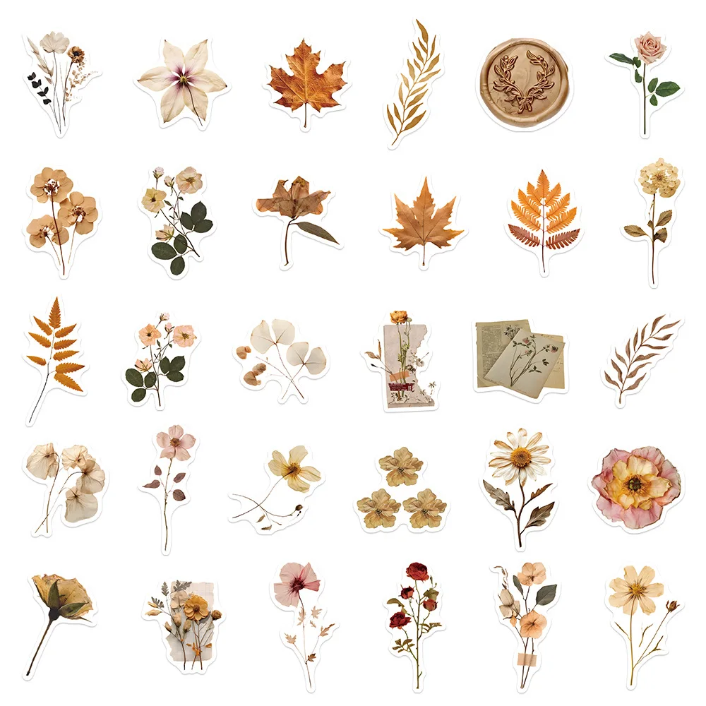 

10/60PCS Retro Flowers Leaves Graffiti Stickers Cartoon Decoration Diary Book Desk Stationery Box Guitar Decal Toy Gift