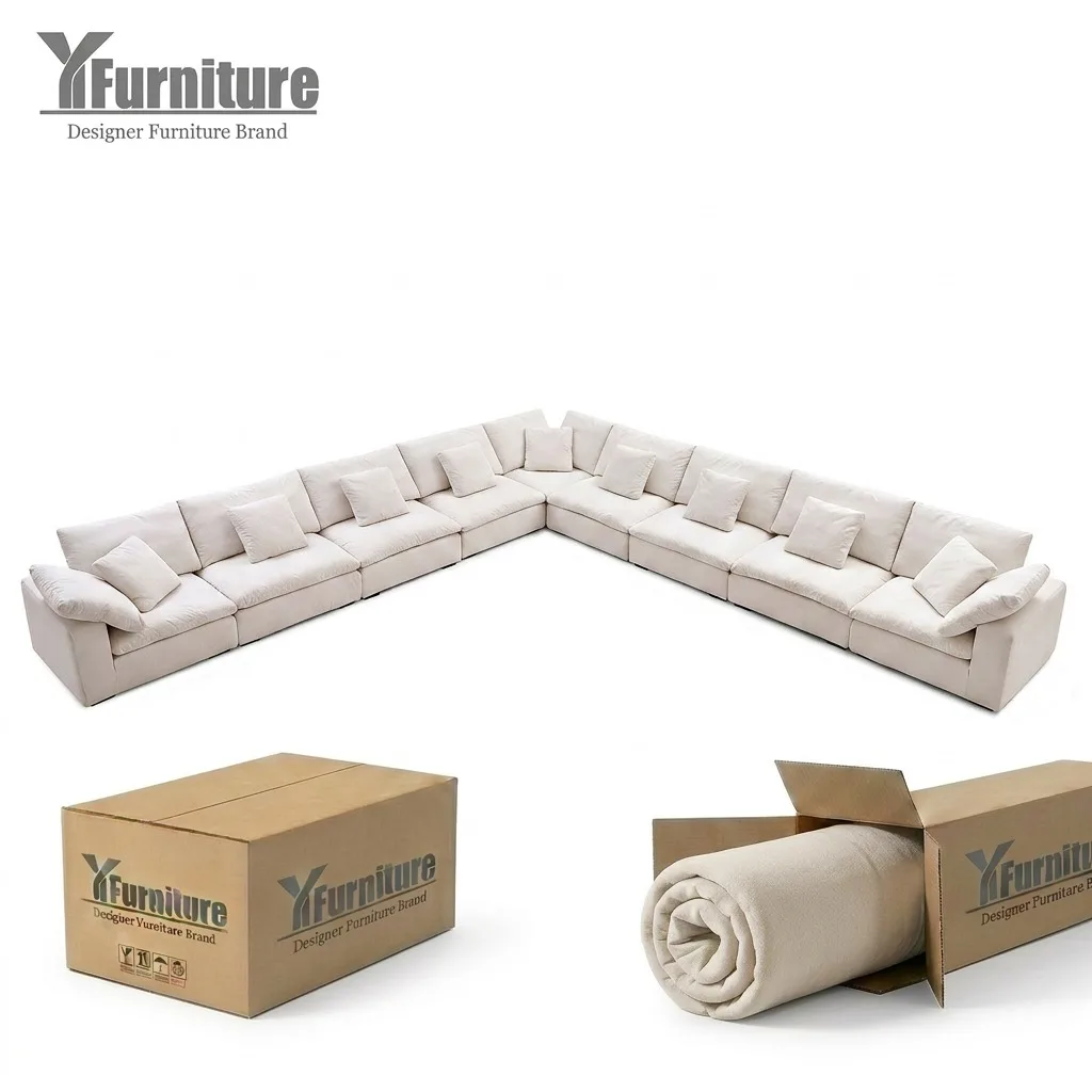 Factory Wholesale Modern Modular Cloud L-Shape Sofa Fabric Sponge Filling Eco-Friendly Design Living Room Apartment Villa Hotel