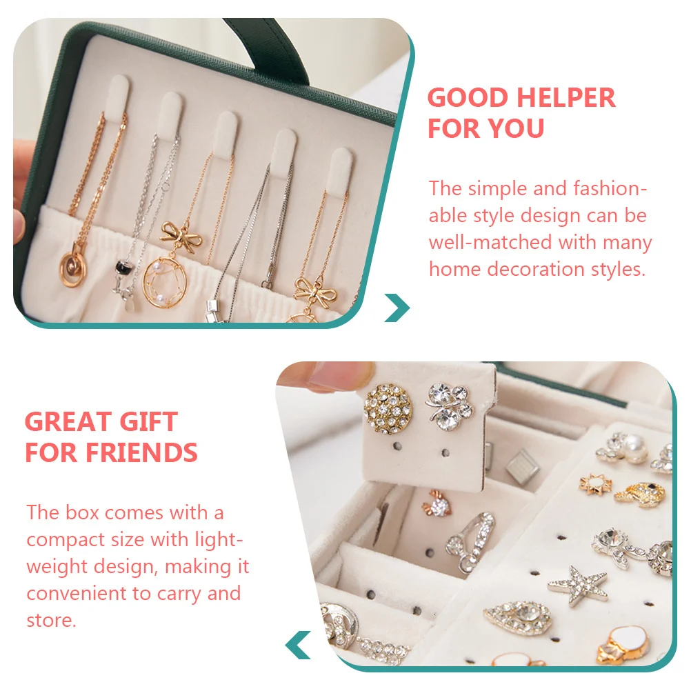 

Jewelry Box Pu Multi-Layer Organizer For Earrings Necklaces Rings Travel Storage Portable Small Container Desktop Box