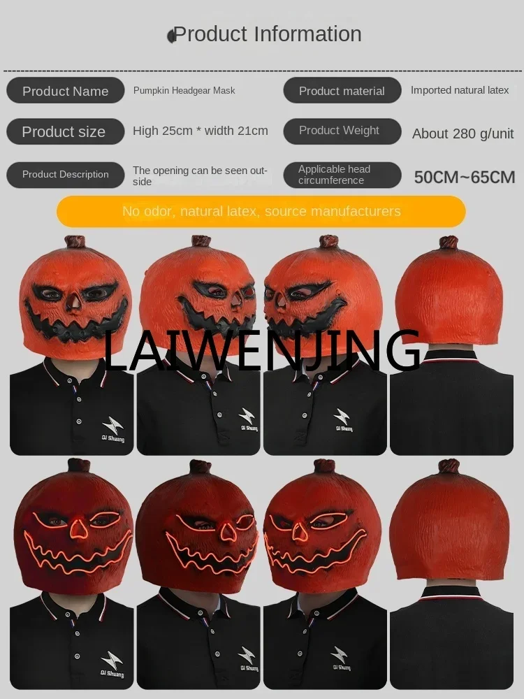 Big black mouth pumpkin head horror mask masquerade glow devil face hood halloween party spoof props