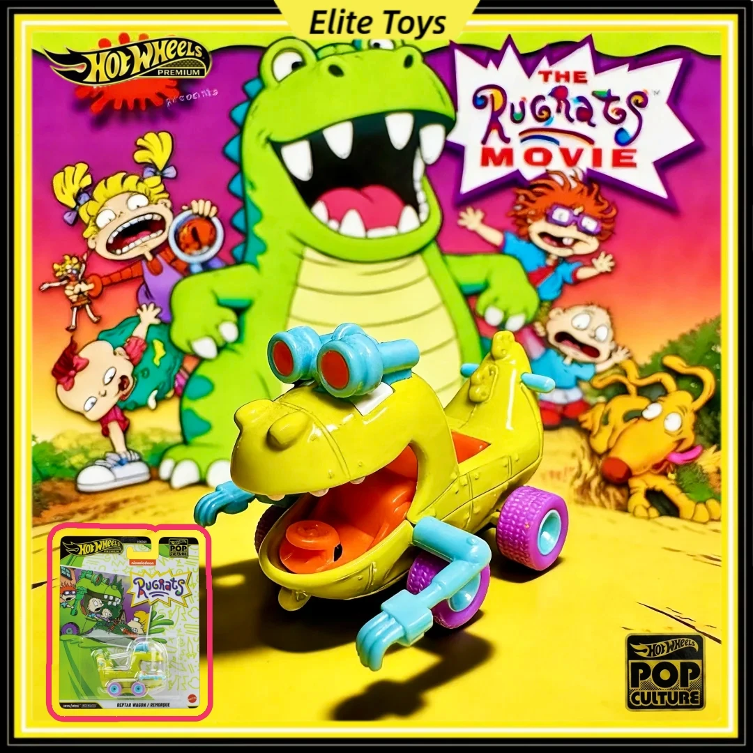 

Коллекционная модель автомобиля Hot Wheels Premium Pop Culture Rugrats X Reptar Wagon Remorque, металлическая, масштаб 1:64, игрушка, воспоминания о детстве