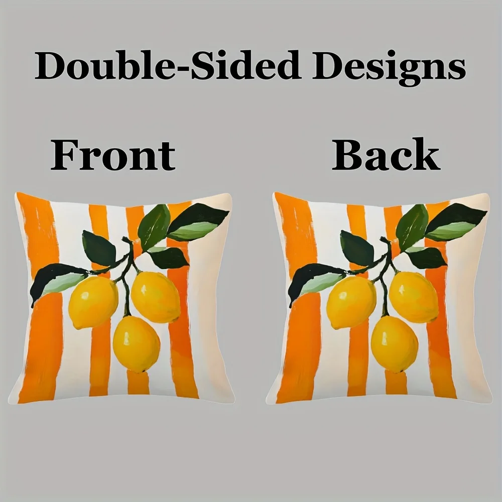 Double Sided Ultra Soft Short Plush Throw Pillow Covers with Henri Matisse Style Lemon Branch Art for Home and Car