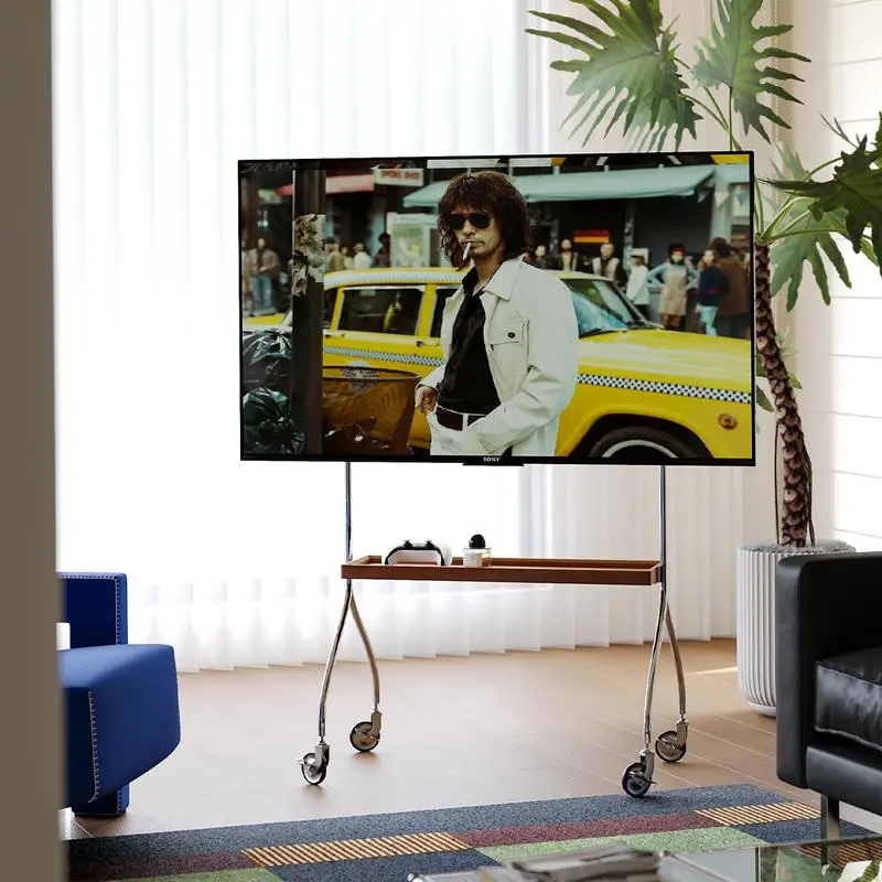 Antyczny brązowy mobilny stojak pod telewizor do montażu na podłodze i szafka na projektor