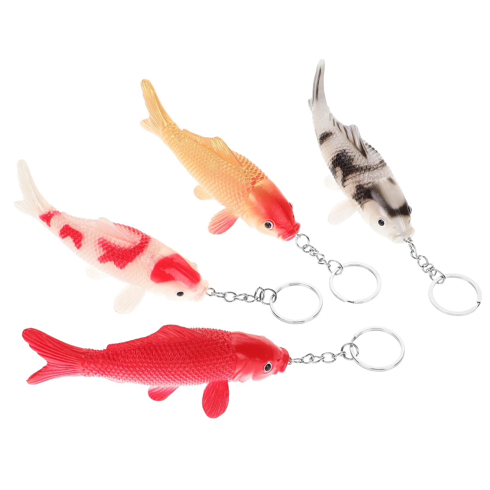 4 Pcs Cute Fish Keychain Children's Party Gifts Mini Animal Model Plastic for Bag Decor Lifelike Key